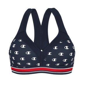 Champion Women's Curvy Sports Bra Textured Navy Athletic Size Small